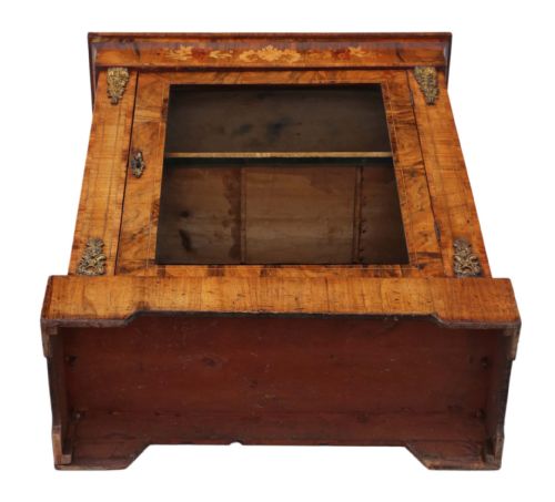 ANTIQUE C1880 QUALITY INLAID BURR WALNUT PIER DISPLAY CABINET C1880 - ADDITIONAL PHOTO 8