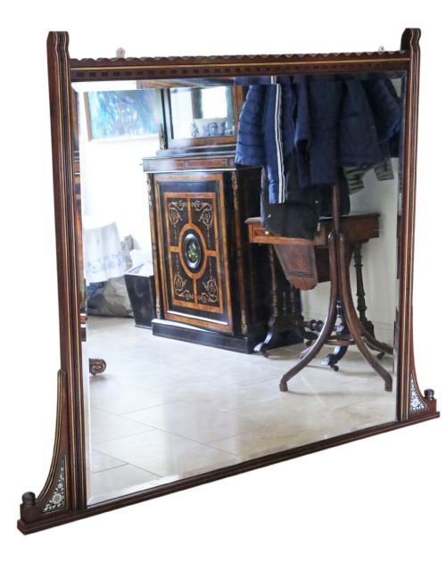 Antique Very Large Fine Quality Mahogany Gilt and Ebonised Overmantle Wall Mirror C1880 Aesthetic