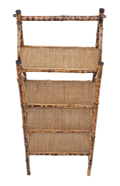 fig 1. Antique quality C1900 bamboo open bookcase 19th Century