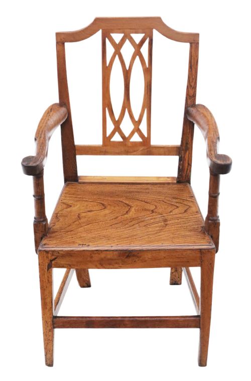 ANTIQUE QUALITY SET OF SIX 5 PLUS 1 ELM KITCHEN DINING CHAIRS 19TH CENTURY - ADDITIONAL PHOTO 4