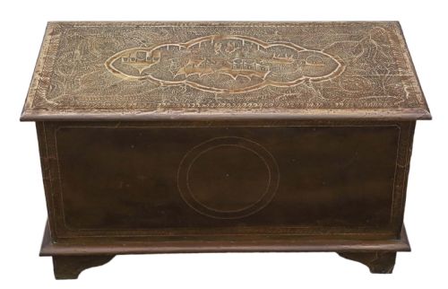 ANTIQUE FINE QUALITY CHINOISERIE BRASS COVERED CAMPHOR WOOD CHEST COFFER - ADDITIONAL PHOTO 6