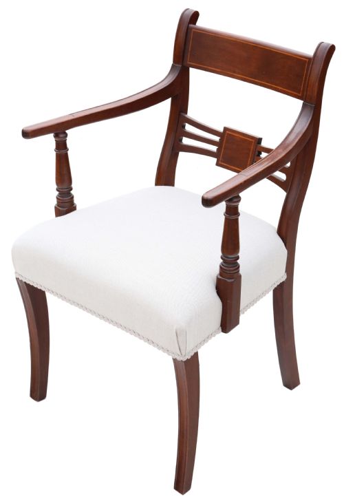 fig 1. Antique quality pair of 19th Century mahogany elbow dining chairs