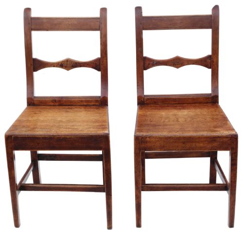 fig 2. Antique quality matched set of 9 8 6 19th Century elm kitchen dining chairs