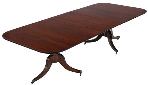 Antique Very Large Fine Quality ~9'8" Mahogany Extending Dining Table Double Pedestal Early 19th Century Regency