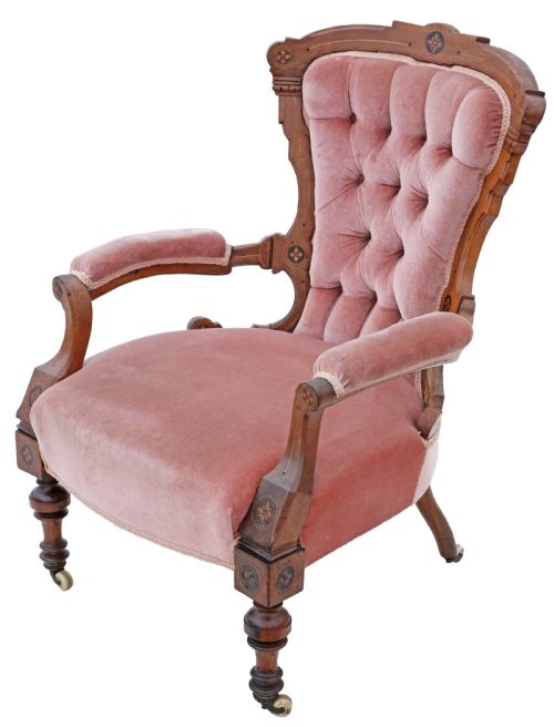 fig 1. Antique quality Victorian Aesthetic inlaid walnut armchair C1880