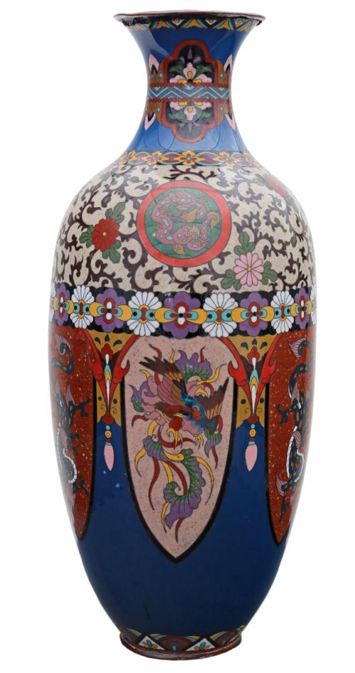 Antique Fine Quality 19th Century Large 18" Meiji Oriental Japanese Cloisonne Vase