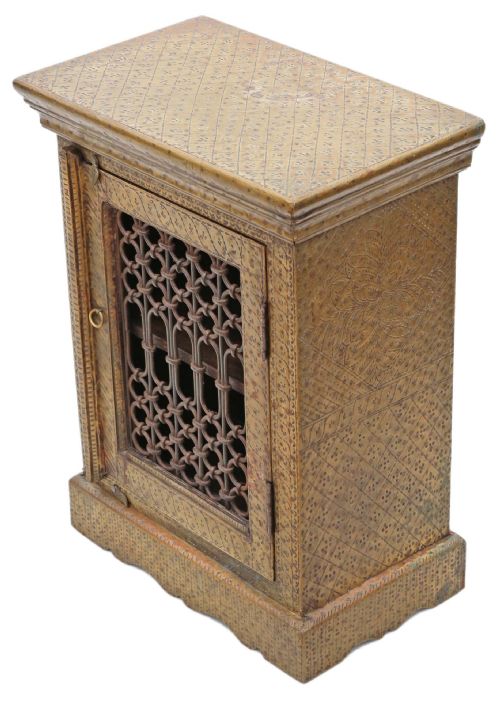 Antique Quality Indian Brass Covered Bedside Cupboard C1900