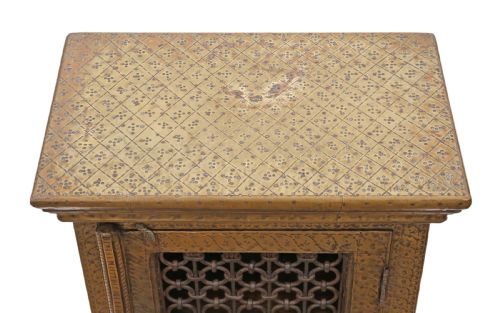 fig 1. Antique quality Indian brass covered bedside cupboard C1900