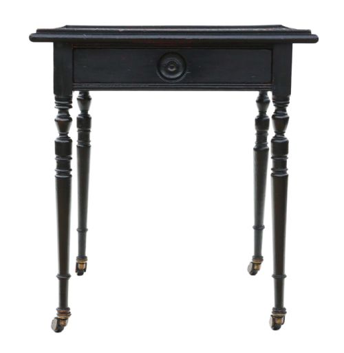 Antique Victorian C1880 Ebonised Occasional Side Lamp Table