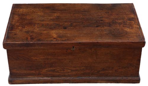 Antique Georgian 18th Century Small Elm Box Coffer