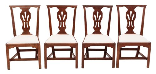 Antique Quality Set of 4 Georgian Oak Dining Chairs C1790