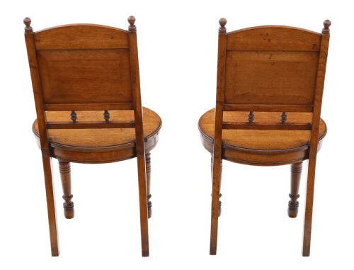 fig 1. Antique quality pair of oak hall side or bedroom chairs C1880 19th Century