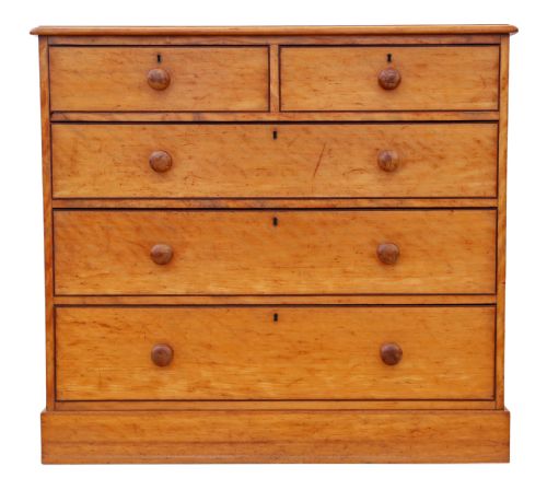 fig 1. Antique fine quality Victorian satin walnut chest of drawers C1880