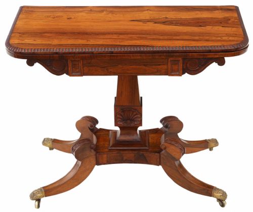 Antique Fine Quality Regency Rosewood Folding Console Card Table C1825