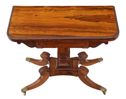 fig 1. Antique fine quality Regency rosewood folding console card table C1825