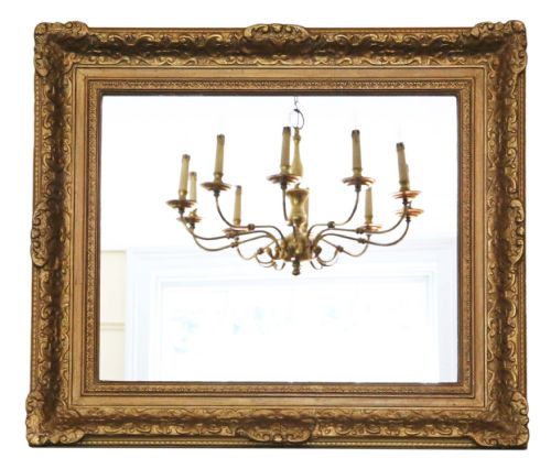 Antique Large Gilt Quality Overmantle Wall Mirror 19th Century
