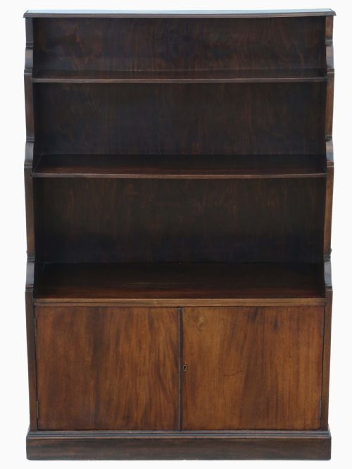 Antique Quality C1920 Mahogany Campaign Waterfall Bookcase