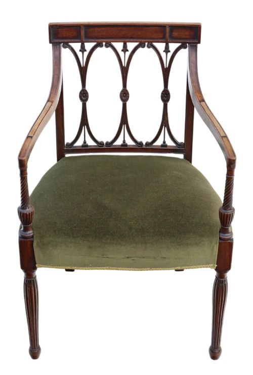 Antique Fine Quality Georgian Mahogany Elbow Desk Chair C1815