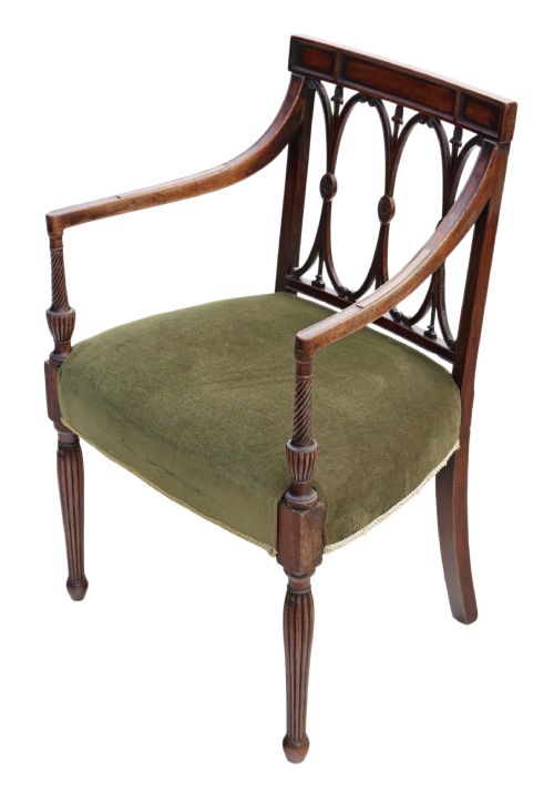 fig 1. Antique fine quality Georgian mahogany elbow desk chair C1815