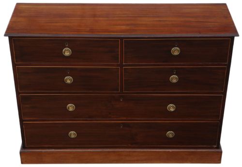 fig 1. Antique fine quality 19th Century inlaid mahogany chest of drawers Mawer & Stephenson