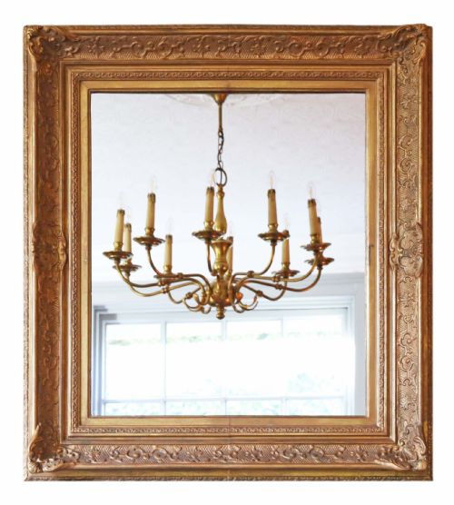 Antique Large Quality Gilt Over-mantle Wall Mirror 19th Century