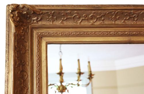 fig 1. Antique large quality gilt over-mantle wall mirror 19th Century