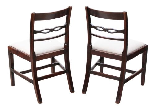 fig 1. Antique quality pair of Georgian mahogany dining side hall bedroom chairs C1800