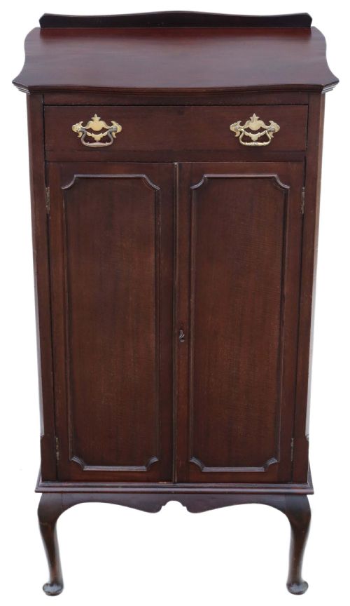 Antique Edwardian C1910 Mahogany Music Cabinet Cupboard