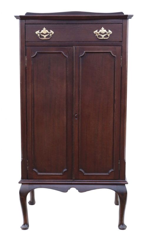 fig 2. Antique Edwardian C1910 mahogany music cabinet cupboard