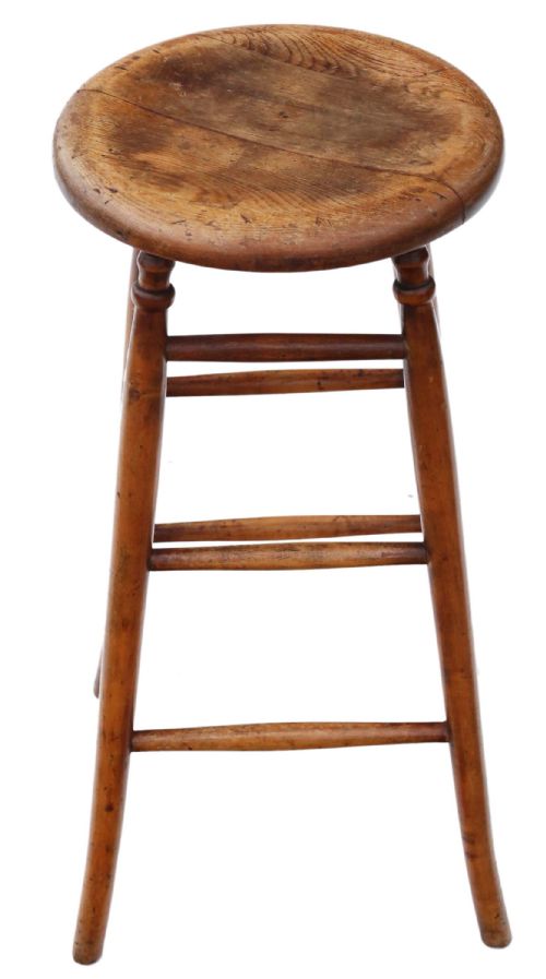Antique Quality Victorian 19th Century Ash and Elm Stool