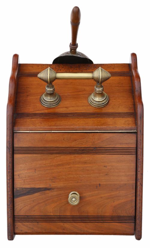 Antique Quality Walnut Coal Scuttle Cabinet C1900