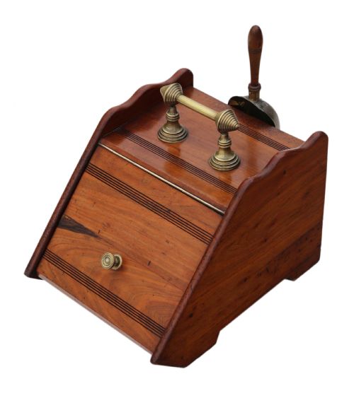 fig 1. Antique quality walnut coal scuttle cabinet C1900