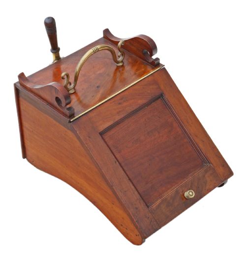 fig 1. Antique quality Victorian mahogany coal scuttle box C1850