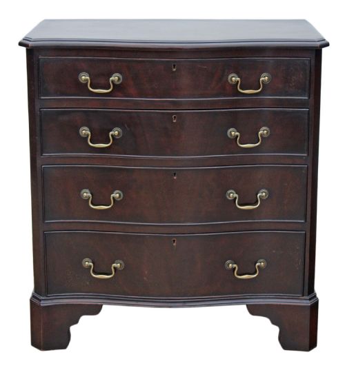 Antique Quality Georgian Revival Small Mahogany Serpentine Chest of Drawers