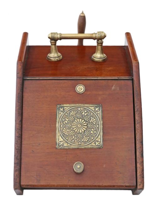 Antique Quality Art Nouveau Mahogany Perdonium Coal Scuttle Box C1910