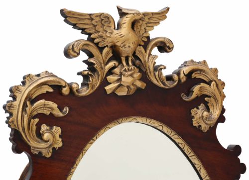fig 1. Antique large Regency revival mahogany and gilt wall mirror C1900