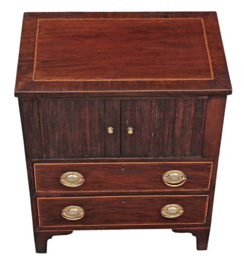 fig 1. Antique Edwardian mahogany bedside chest of drawers table