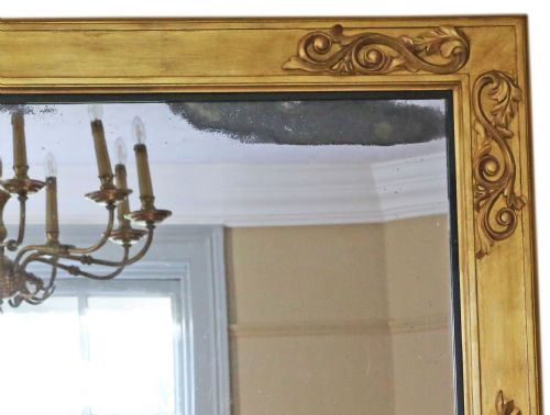 ANTIQUE LARGE FINE QUALITY DECORATIVE GILTWOOD OVERMANTLE WALL MIRROR 19TH CENTURY - ADDITIONAL PHOTO 3