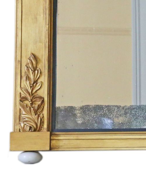 ANTIQUE LARGE FINE QUALITY DECORATIVE GILTWOOD OVERMANTLE WALL MIRROR 19TH CENTURY - ADDITIONAL PHOTO 5