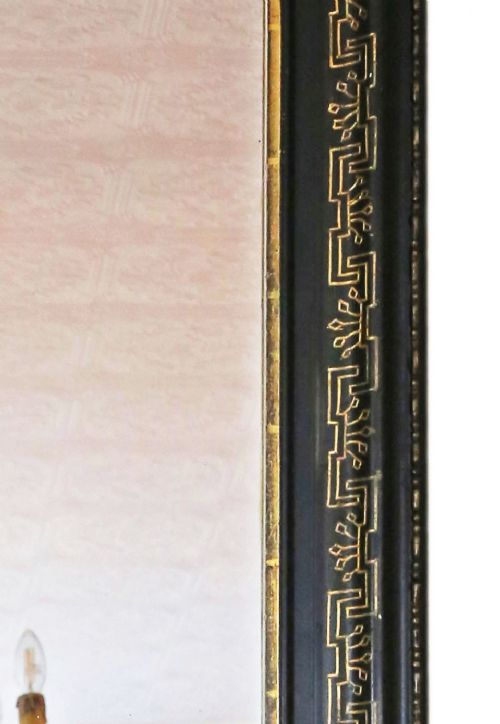 fig 1. Antique large fine quality decorative ebonised and gilt overmantle wall mirror 19th Century