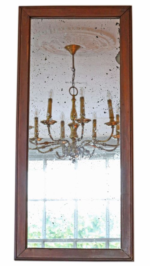 Antique Large Walnut Overmantle Wall Mirror 19th Century