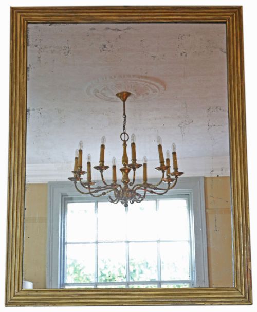 Antique Large Early 19th Century Gilt Overmantle Wall Mirror