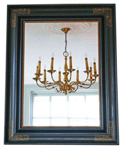 Antique Large Quality Decorative Ebonised and Gilt Overmantle Wall Mirror C1900
