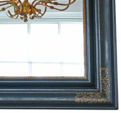 fig 1. Antique large quality decorative ebonised and gilt overmantle wall mirror C1900