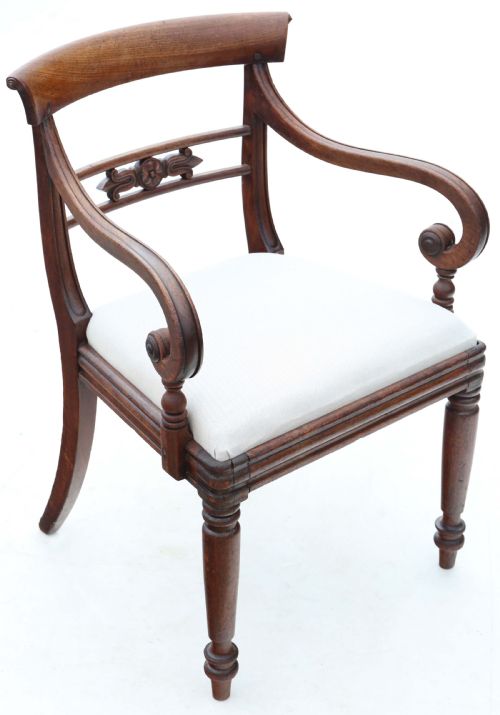 Antique Fine Quality 19th Century Mahogany Elbow Desk Chair