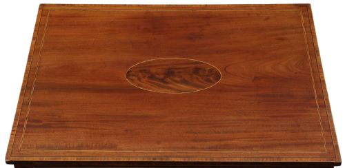fig 1. Antique fine quality early 19th Century inlaid mahogany compact side writing table Edwards and Roberts