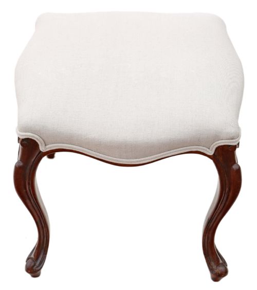 Antique Fine Quality Upholstered Rosewood Stool 19th Century