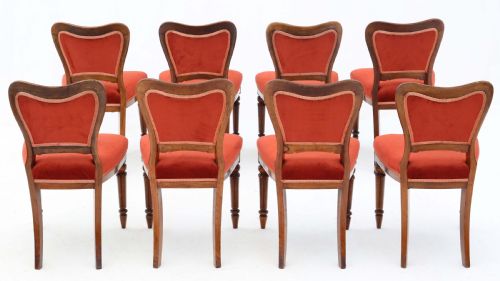 fig 1. Antique fine quality set of eight Victorian walnut dining chairs 19th Century