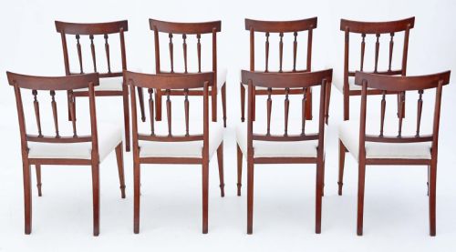 fig 1. Antique fine quality set of eight mahogany marquetry dining chairs early 19th Century