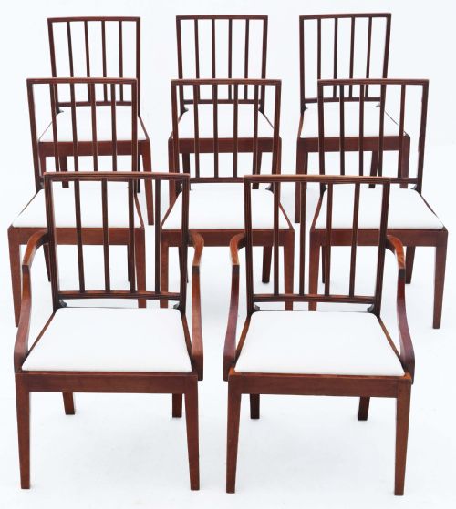 Antique Fine Quality Set of Eight (6 Plus 2) Mahogany Dining Chairs C1820